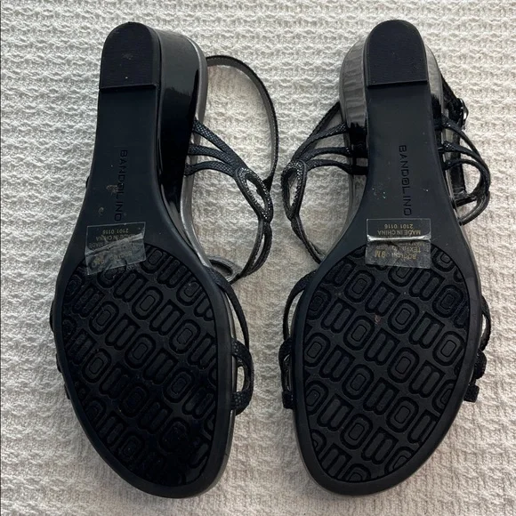 Bandolino glitter circles dressy sandal, with black patent wedge heel, classic - Picture 6 of 16